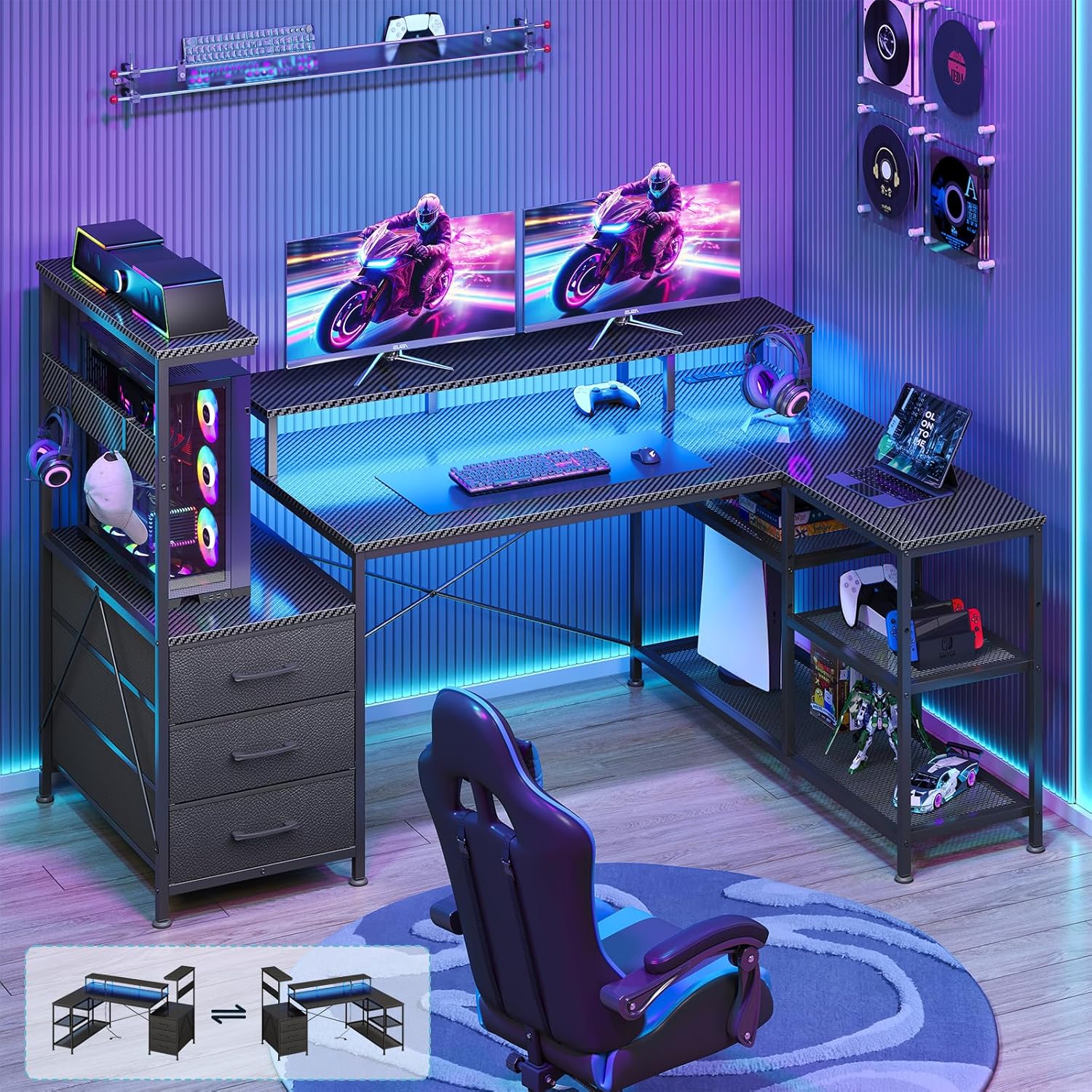 Pc Gaming Center - Biurko gamingowe w kształcie litery L