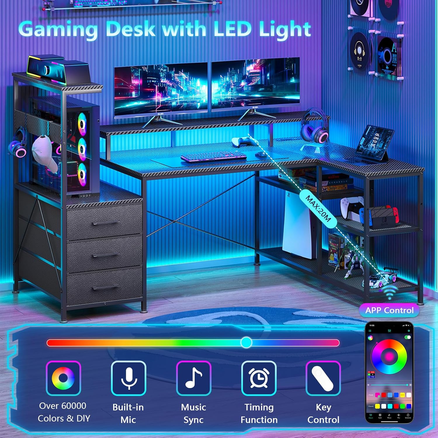 Biurko gamingowe w kształcie l – Pc Gaming Center recenzja i cena